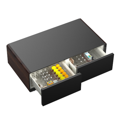 Wireless Charging Tiefglas Tisch mit Doppelkühlschubladen LED-Licht 220V 60W