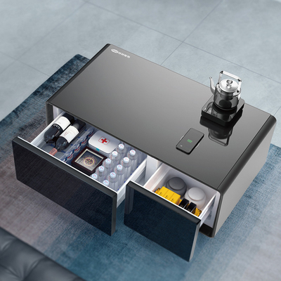 Primst 2024 Smart Coffee Table mit Kühlschubladen aus gehärtetem Glas und Edelstahl