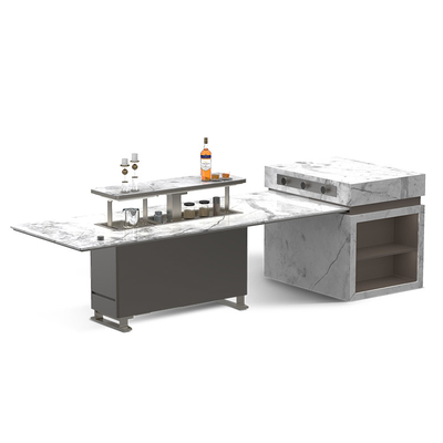 Modernes Hauptmaterial Aluminiumlegierung Esstisch Möbel Marmor Tisch Bar Tischinsel