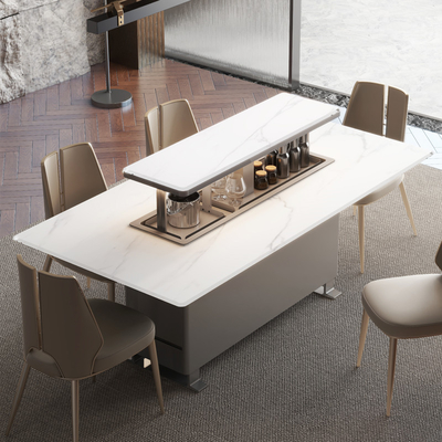 Moderne Marmor-Oberkonsole Edelstahl-Basis Esstisch für Esszimmermöbel