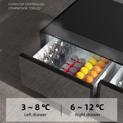 Moderne Wohnmöbel aus Aluminium Kaffeetafel mit Schubladen und Glaskühlschrank