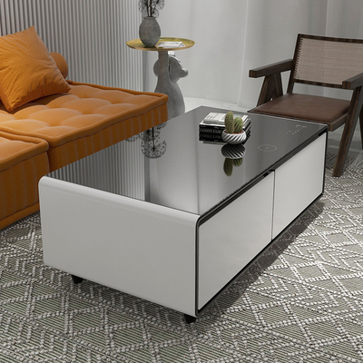 1295*705*460 mm elektrischer Holztisch mit gehärtetem Glas und 2 USB-Ladestationen