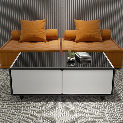 1295*705*460 mm elektrischer Holztisch mit gehärtetem Glas und 2 USB-Ladestationen