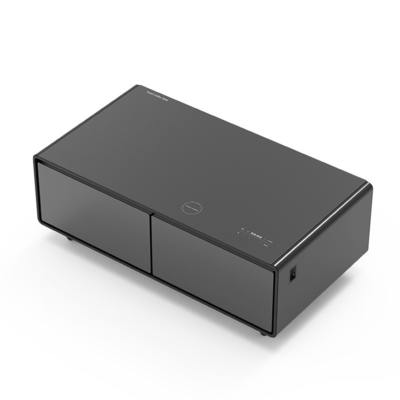 Smart Coffee Table mit zwei 135L Kühlschubladen drahtloses Laden und Edelstahl Metall Typ