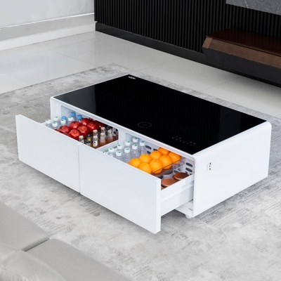 Weiß/Schwarz/Holz Wohnzimmer Tisch Smart Möbel Gefrierschrank mit Musical Player