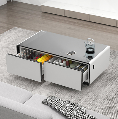 Moderner Glas-Tisch mit drahtlosem Laden und Kühlen