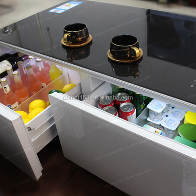 Zuhause Möbel Smart Kaffeerefrigo Tisch mit gehärtetem Glas und Bier Getränke Kühler