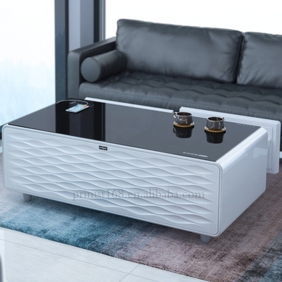 Zuhause Möbel Smart Kaffeerefrigo Tisch mit gehärtetem Glas und Bier Getränke Kühler