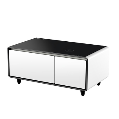 Smart Coffee Table mit 93L Schubladen Kühlschrank drahtloses Laden und USB-Ladestation