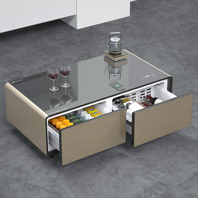 Wein Schrank Smart Coffee Table Seidenbildschirmdruck und drahtloses Laden inklusive