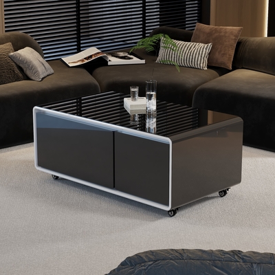 2024 Gefrierter Smart Coffee Table mit eingebautem Kühlschrank und gehärtetem Glas