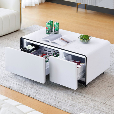 Hotelfunktion Smart Bedside Coffee Table mit USB-Wireless-Ladung und modernem Kühlschrank