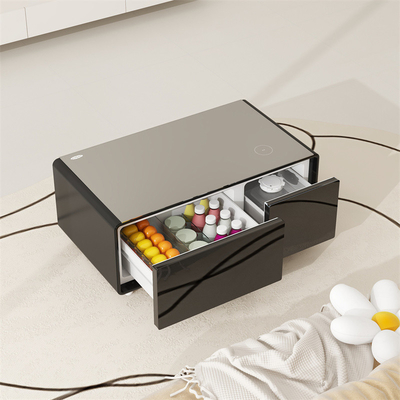 Smart Kühlschrank Kaffeetafel mit 2 Kühlschubladen 75W Temperglas Tür