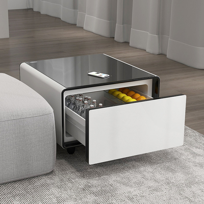 Moderner Kühlschrank Wohnzimmertisch mit eingebautem Kühlschrank und drahtlosem Ladegerät