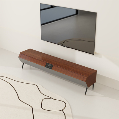 Smart Furniture Holztv-Stand mit LED Atmosphäre Licht und Massivholz Seitenhülle