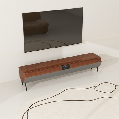 Smart Furniture Holztv-Stand mit LED Atmosphäre Licht und Massivholz Seitenhülle