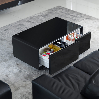 Stahlgehärtetes Glas Kunststoff TB90 Smart Coffee Table Wireless Ladung und USB-Anschlüsse