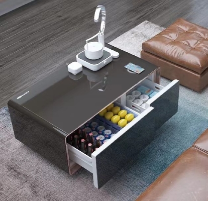 Maßgeschneiderte moderne Metall-Glas-TV-Konsole Schrank Büro-Tisch mit drahtlosem Ladegerät