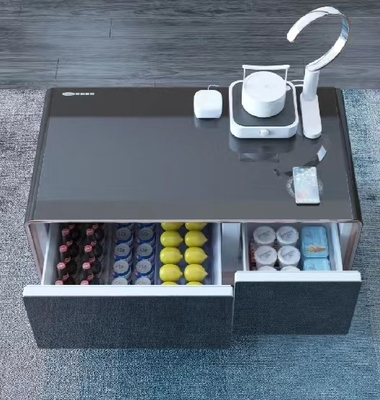 Maßgeschneiderte moderne Metall-Glas-TV-Konsole Schrank Büro-Tisch mit drahtlosem Ladegerät