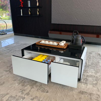 Moderne Wohnzimmermöbel Wireless-Ladegerät Kaffeetisch mit Doppelkühlschrank