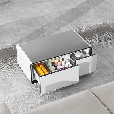 Moderne drahtlose Ladung Mini-Kühlschrank Smart-Tisch mit gehärtetem Glas