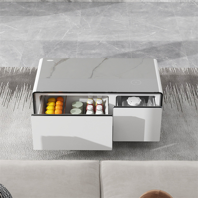 Moderne drahtlose Ladung Mini-Kühlschrank Smart-Tisch mit gehärtetem Glas