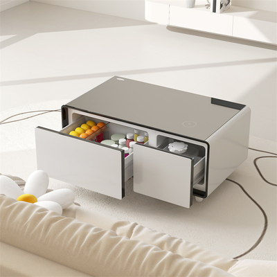 Moderne drahtlose Ladung Mini-Kühlschrank Smart-Tisch mit gehärtetem Glas