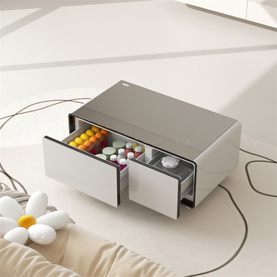 Moderne drahtlose Ladung Mini-Kühlschrank Smart-Tisch mit gehärtetem Glas