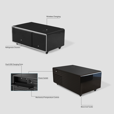 Kabellose Aufladung Moderne Couchtisch mit Mini-Kühlschrank Wohnmöbel aus Edelstahl